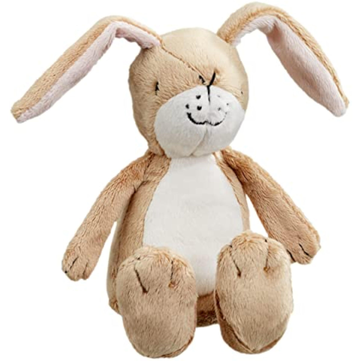Soft plush Rainbow Designs Little Nutbrown Hare rattle toy for infants, featuring a colorful sensory design for newborns.