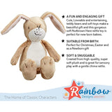 Rainbow Designs Little Nutbrown Hare infant sensory toy, soft plush baby rattle for newborns, designed for sensory development.