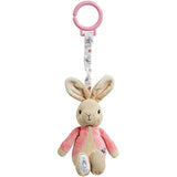 Pink Beatrix Potter Flopsy Jiggle Attachable Peter Rabbit pram toy by Rainbow Designs, soft fabric with cute bunny features.