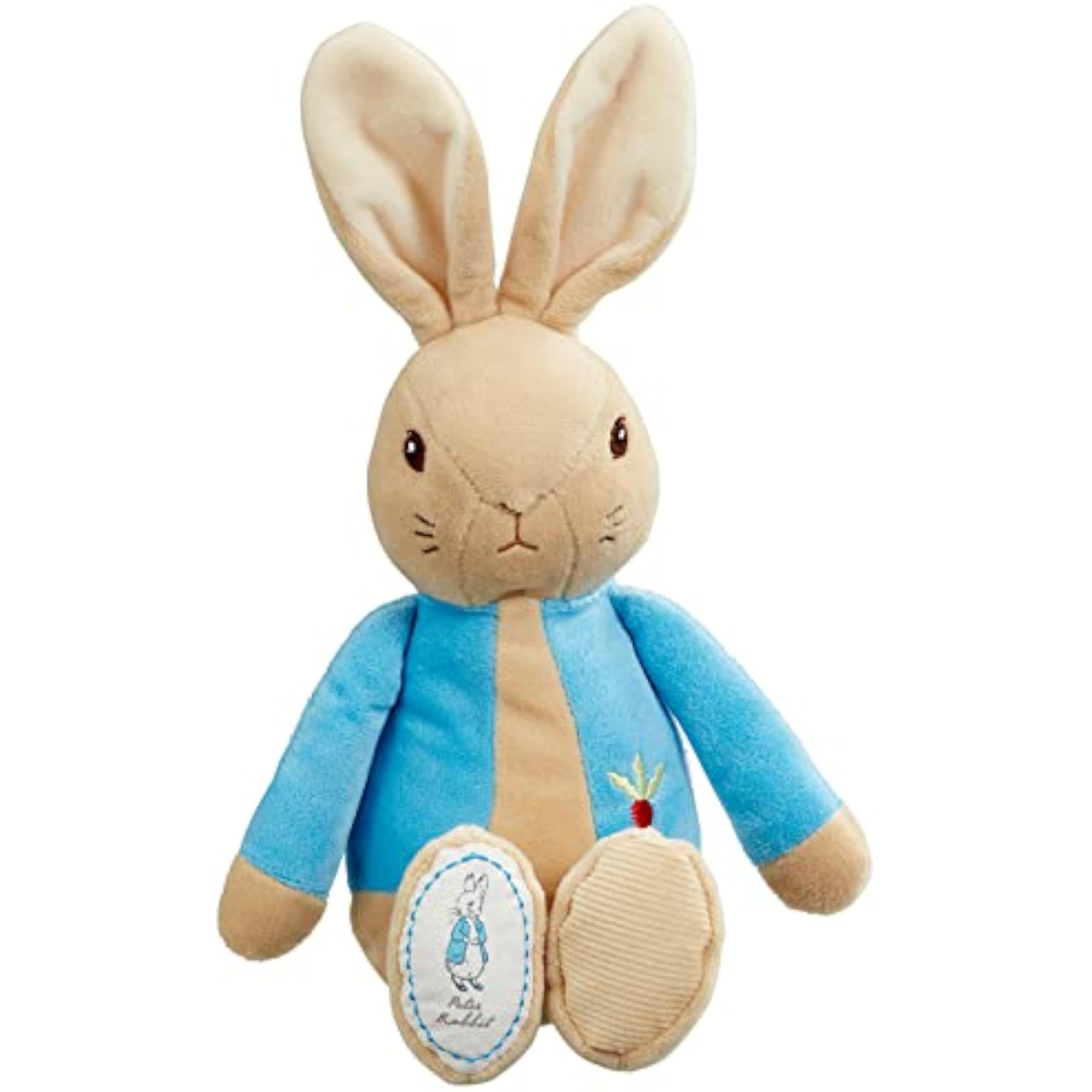 Rainbow Designs My First Peter Rabbit soft toy, a cuddly Beatrix Potter bunny teddy for babies and toddlers, featuring detailed plush fabric.