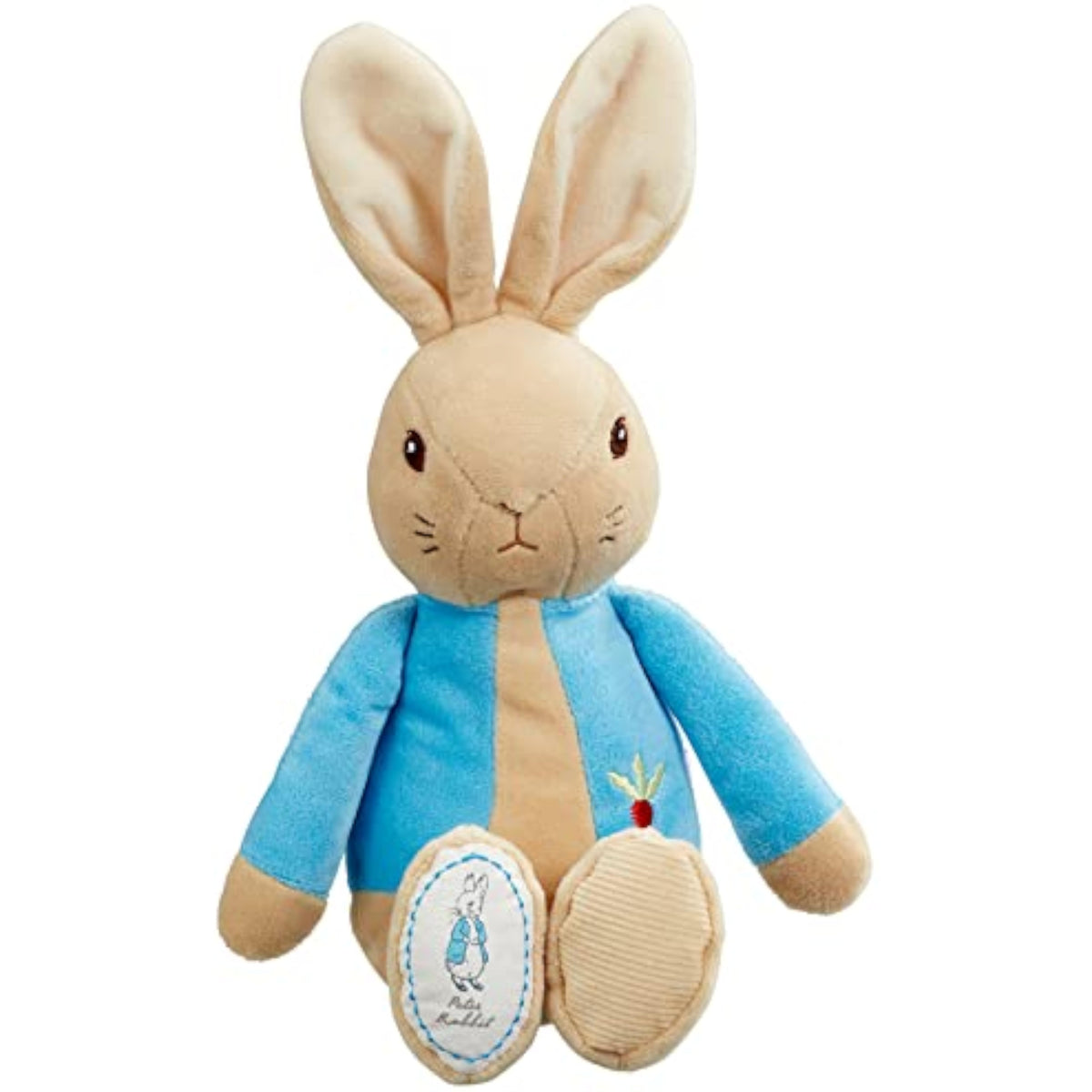 Rainbow Designs My First Peter Rabbit soft toy, a cuddly Beatrix Potter bunny teddy for babies and toddlers, featuring detailed plush fabric.
