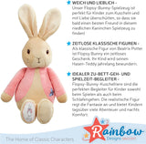 Soft toy of Peter Rabbit My First Flopsy Bunny by Rainbow Designs, plush bunny with floppy ears and colorful details.