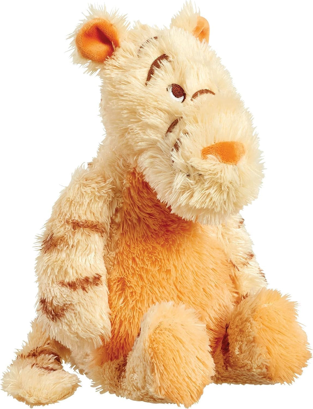 Soft plush Rainbow Designs Classic Cuddly Tigger toy with orange and black tiger stripes, perfect for children.