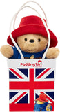Rainbow Designs Paddington Bear soft toy in Union Jack bag, featuring a plush Paddington with detailed character and colorful packaging.