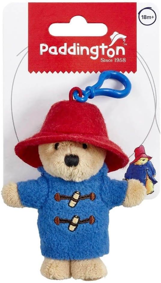 Rainbow Designs Classic Paddington Bear key chain featuring a soft plush Paddington figure with a red hat and coat.