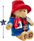 Soft plush Paddington bear toy by Rainbow Designs wearing a colorful scarf, perfect for cuddling and display.