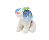 Rainbow Designs Snowdog soft toy, plush bean-filled dog in white with black nose and eyes, suitable for children.