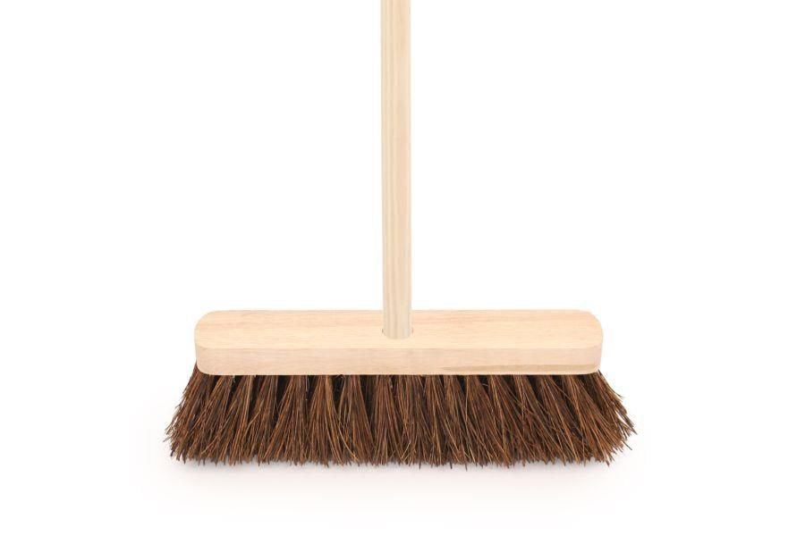 ValueX Broom Head Stiff Bassine 12 inches Wide Fitted With 4 Foot Wooden Handle 0906214 DD