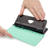 Rapesco adjustable 6-hole diary punch in black with ergonomic handle and metal construction, designed for organizing planner pages.