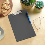 Set of 10 Rapesco black A4+ clipboards, standard size with metal clips, ideal for organizing and holding documents.