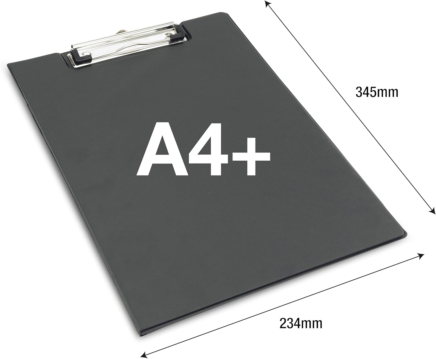 Black Rapesco A4/Foolscap standard clipboard with PVC cover, durable and portable for office or school use.