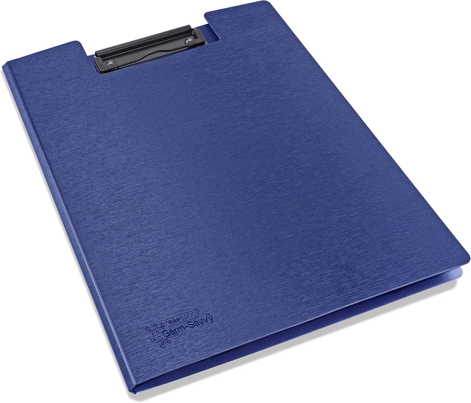 Blue Rapesco Germ Savvy Antibacterial A4 foldover clipboard, pack of 4, for filing and desk organization.