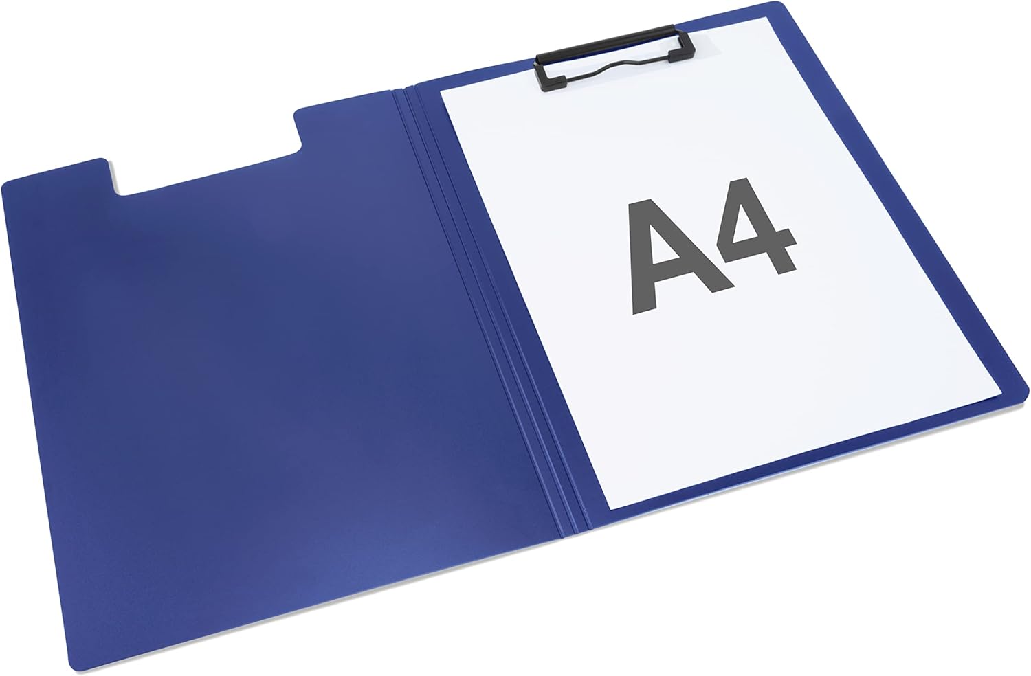 Pack of 4 Rapesco Germ Savvy antibacterial blue A4 foldover clipboards for filing and desk organization.