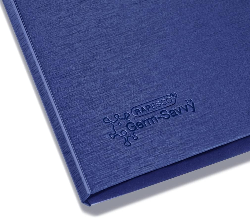 Blue Rapesco Germ Savvy antibacterial A4 foldover clipboard, pack of 4, used as a sturdy filing and desk accessory.
