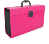 Rapesco 1554 19-part hot pink expanding box file with tabs, A4+ document organizer for filing and storage.