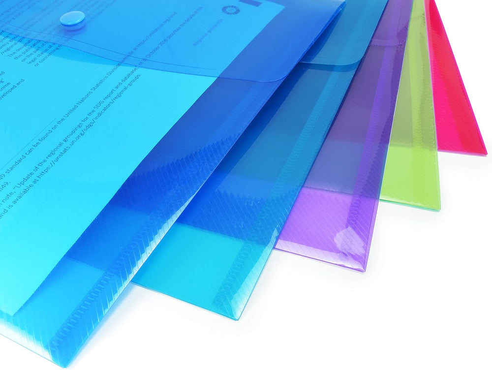 Rapesco 1678 Popper Wallets for filing and storage, featuring durable plastic construction and secure snap closures.
