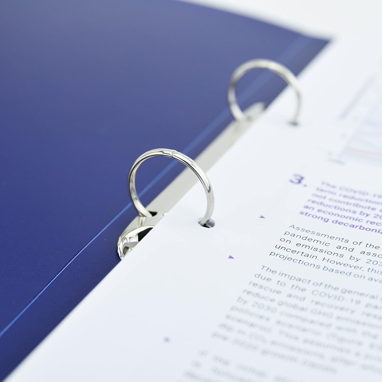 Blue Rapesco A4 2-ring binder with 35mm spine, antibacterial design, shown in a pack of four for filing and storage.