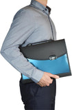 Rapesco Designer Expanding File A4+ with 13 teal compartments and handle, ideal for organizing documents and filing.
