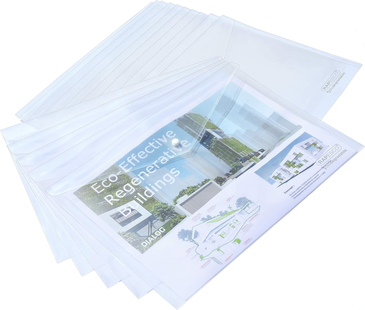 Rapesco Eco Popper Wallet A3 clear filing and storage wallet, pack of 15, for organizing documents and papers.