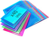 Rapesco Popper Wallet A5 in assorted colors, pack of 40, for filing and storage of documents and stationery.