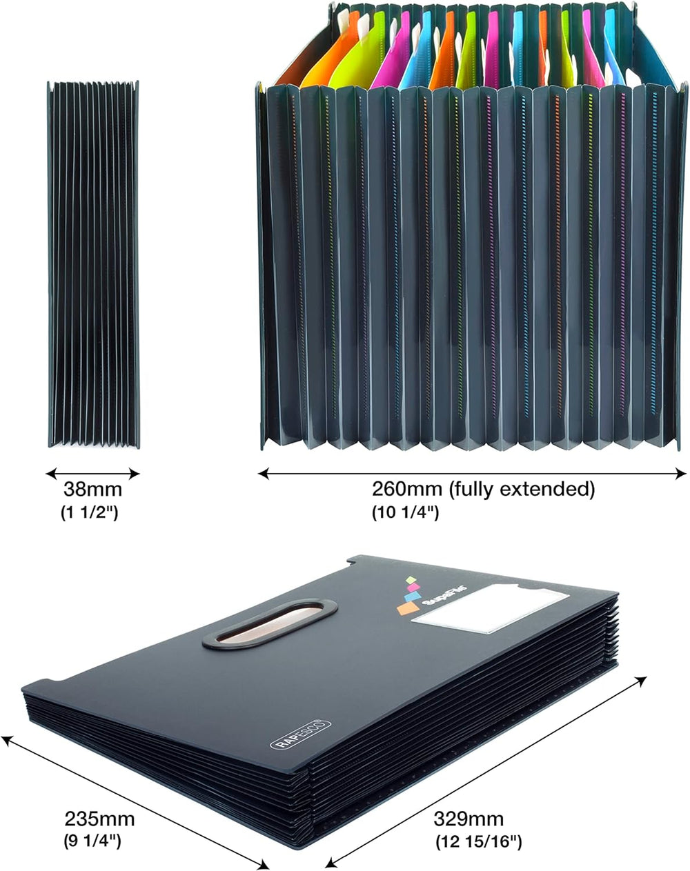 Rapesco Supafile A4 13-part desktop expanding file twin pack for organizing documents and filing at your workspace