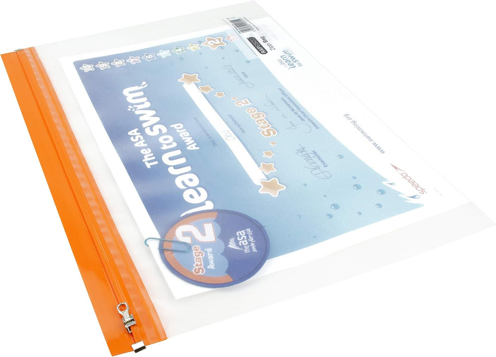 Set of five Rapesco Zippi A4+ filing bags with durable metal zippers for secure storage and organization.