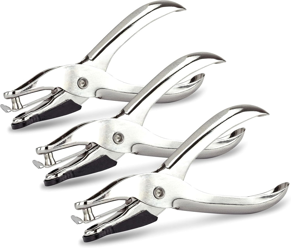 Rapesco 25 single hole punch for 10 sheets of paper, compact hole puncher with ergonomic design for easy use.