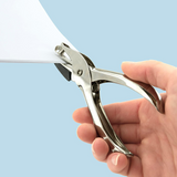 Rapesco 25 single hole puncher, metal office tool for punching holes in paper up to 10 sheets, black and silver finish.