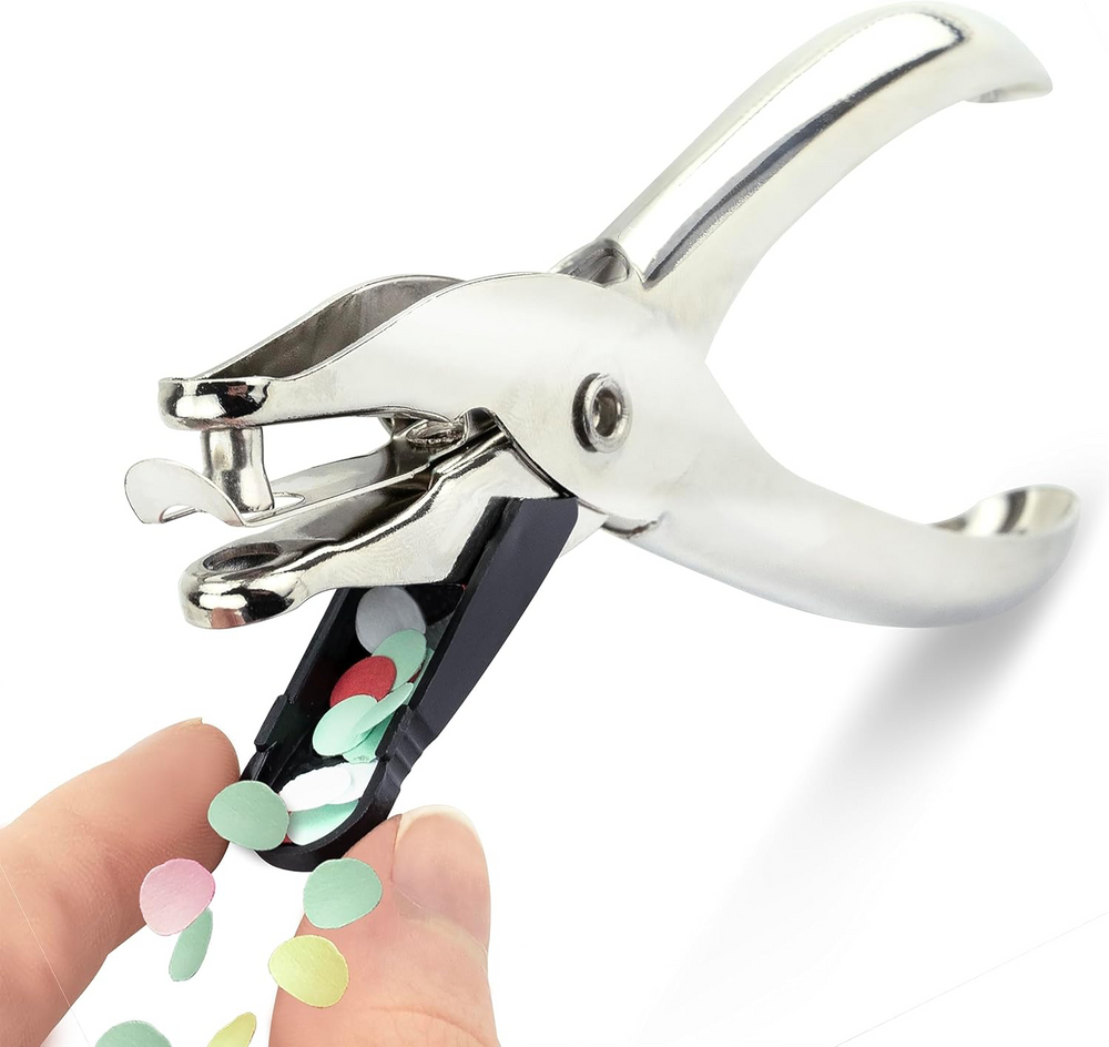 Rapesco 25 single hole puncher with metal construction, designed for punching up to 10 sheets of paper at once.