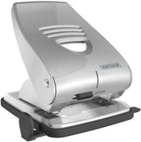 Rapesco 835 2-hole metal punch in silver punching up to 40 sheets of paper for office or school use.