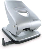 Rapesco 835 2-hole metal punch in silver, designed for punching up to 40 sheets of paper with durable metal construction.