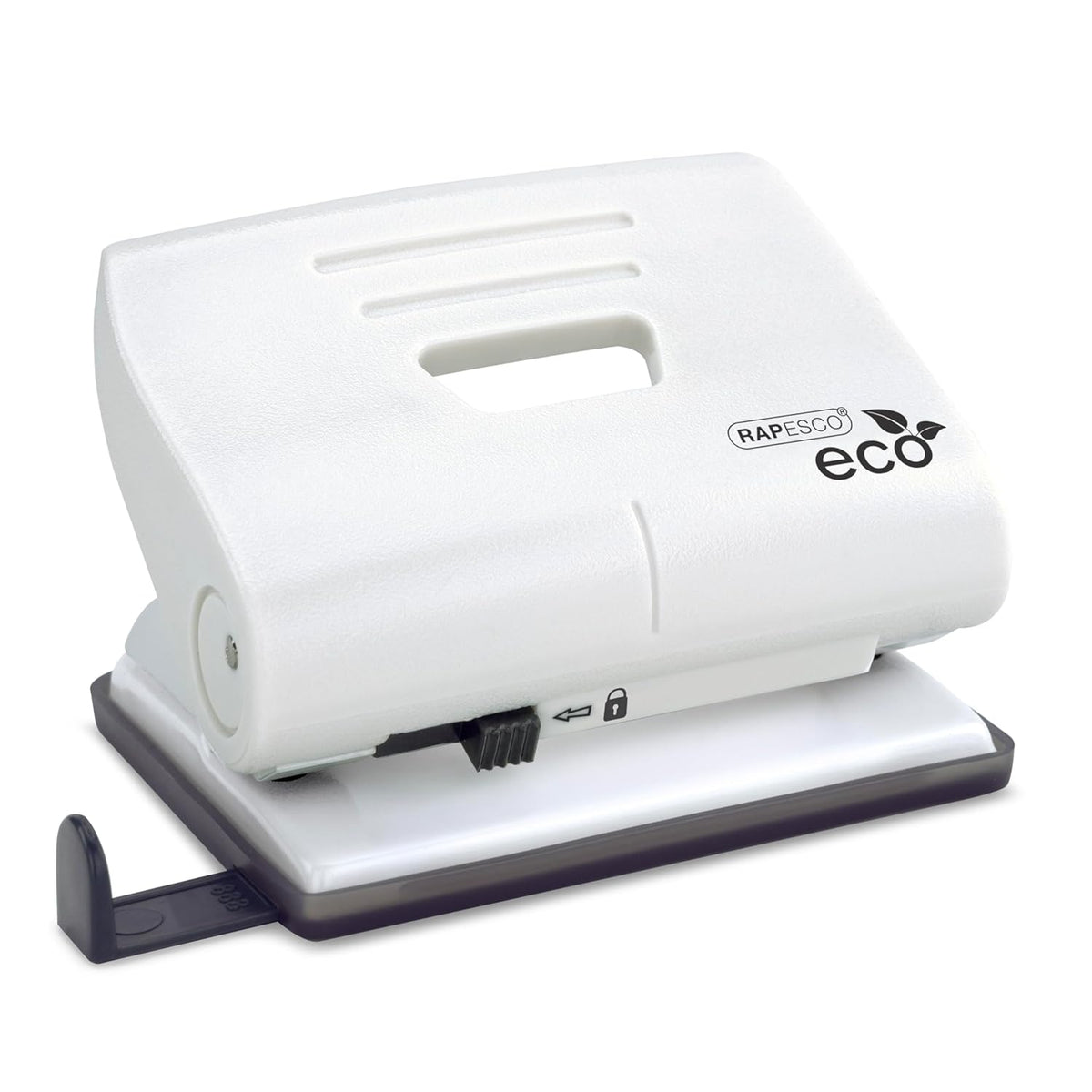 Rapesco Eco Medium 2-hole punch in soft white, designed to punch 22 sheets of paper for efficient document binding.