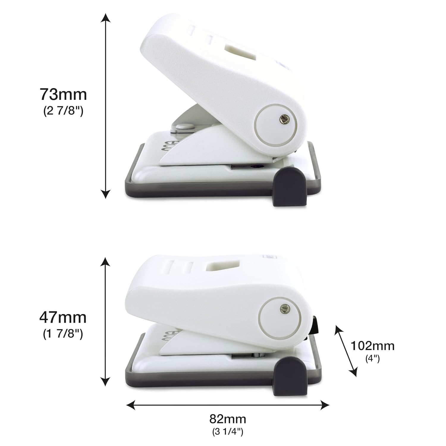 Rapesco Eco Medium 2-hole punch in soft white, designed to punch up to 22 sheets of paper for office or school use.