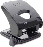 Rapesco Eco X5 black 2-hole puncher for 30 sheets, featuring ergonomic design for easy paper punching.