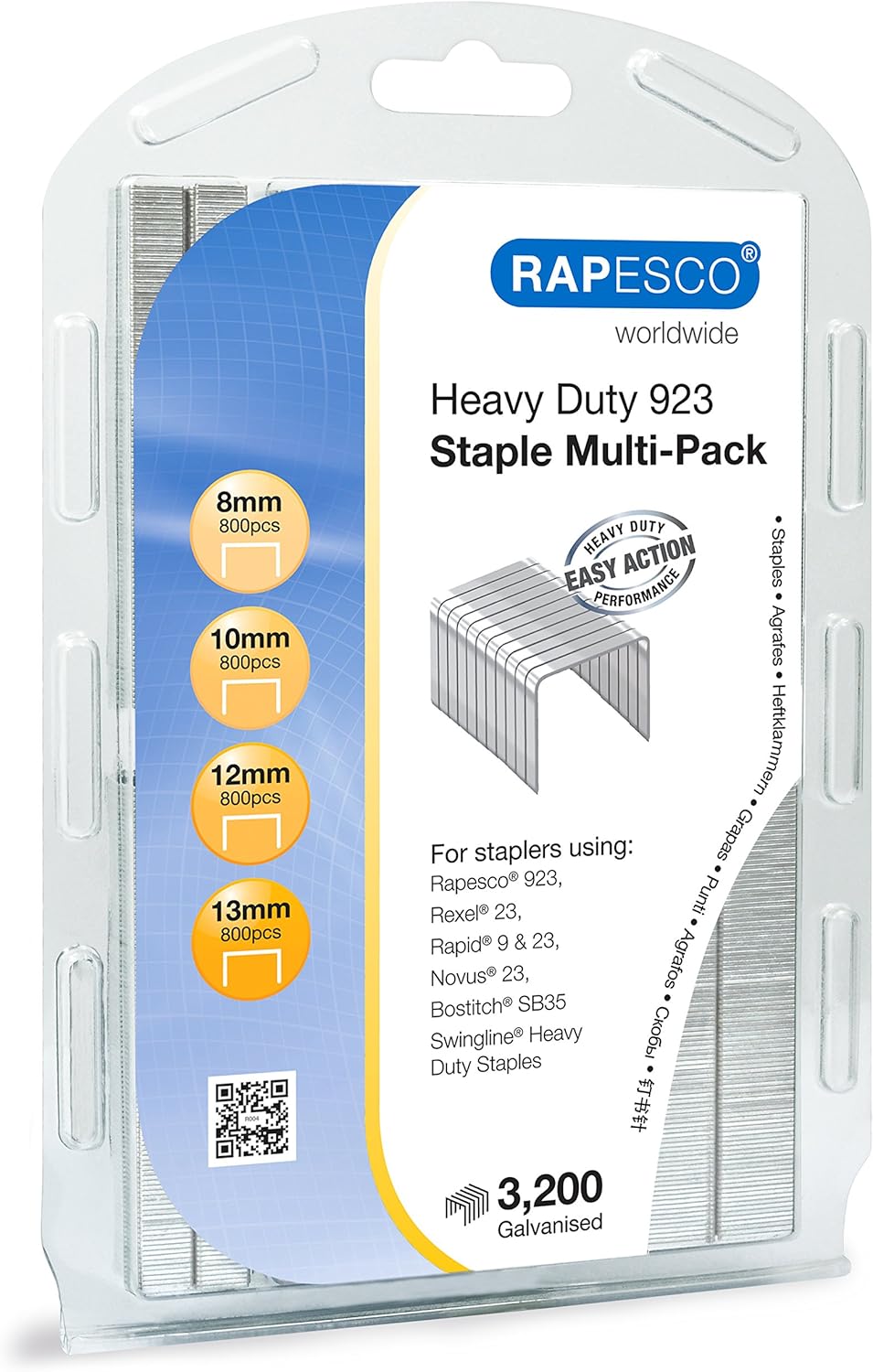 Rapesco 923 Heavy-Duty Galvanised Staples Multi-Pack, 3200 staples for heavy-duty stapling tasks, shown in the image.