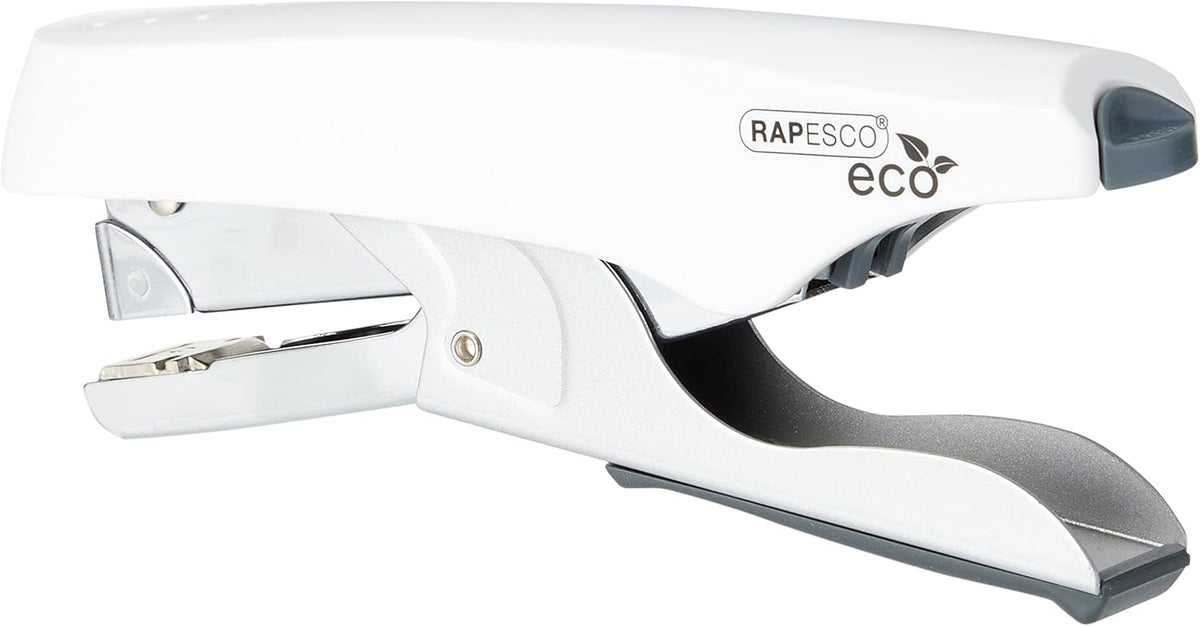 Rapesco Eco Whale stapling pliers in soft white, designed for 24/6 and 26/6 staples, ideal for office or home use