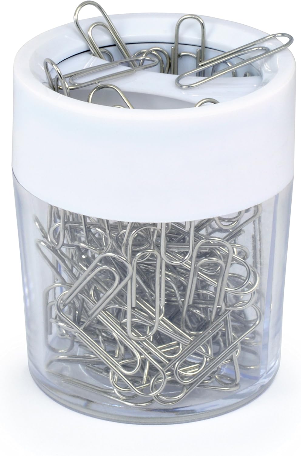 White Rapesco magnetic clip holder for stationery and desk organization, with a sleek design and strong magnetic grip.