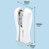 Rapesco 1319 stand-up space-saving stapler in white with 20-sheet capacity, ideal for stationery and filing needs.