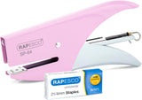 Rapesco Sp-64 stapling plier in candy pink, with staples for 6/4mm and 21/4mm, designed for stationery and filing tasks.