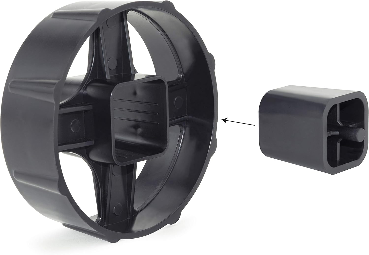 Rapesco 500 heavy-duty black tape dispenser with two rolls of tape, sturdy plastic construction for office or industrial use.