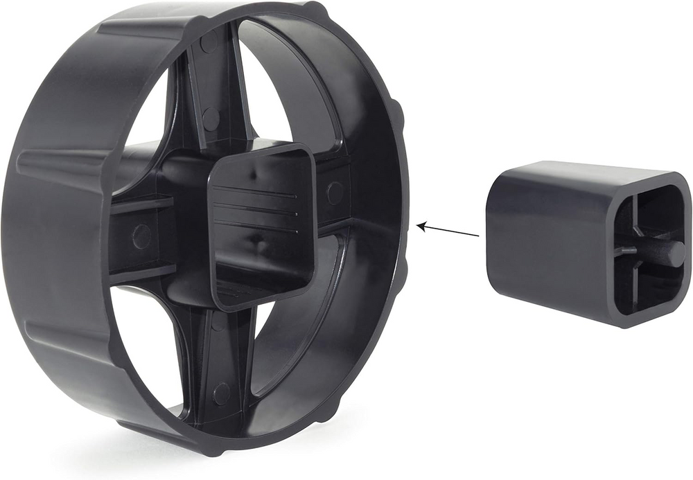 Rapesco 500 heavy-duty black tape dispenser with two rolls of tape, sturdy plastic construction for office or industrial use.