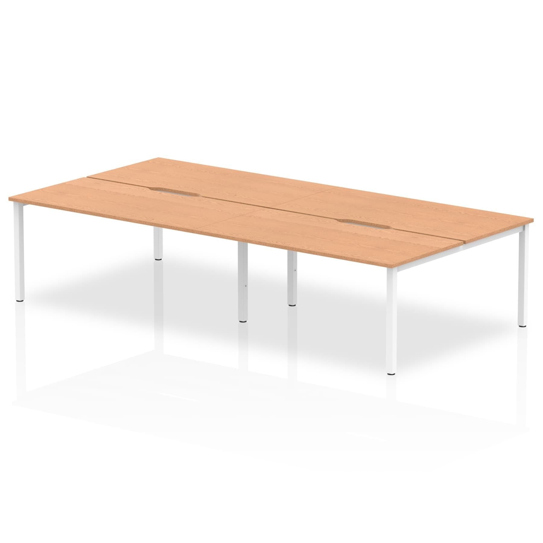 Evolve Plus 1600mm Back to Back 4 Person Desk Oak Top White Frame BE230 DD
