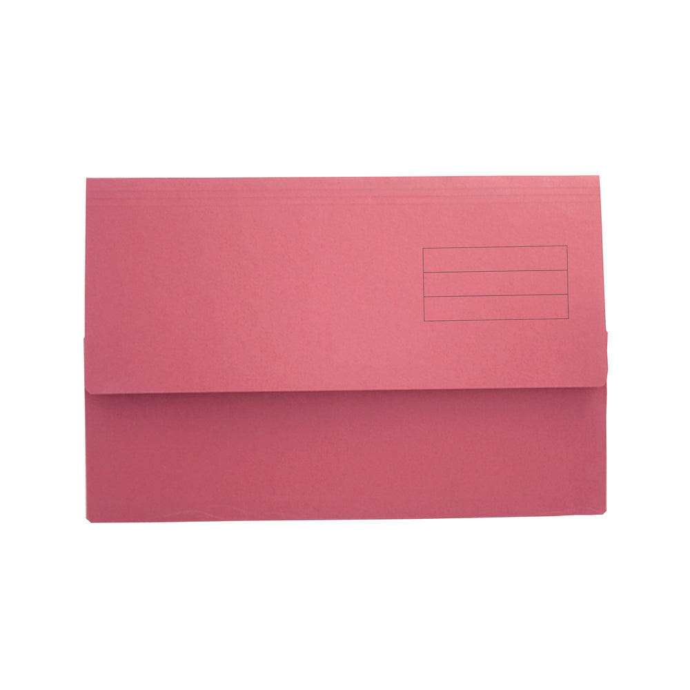 Exacompta Document Wallet Manilla Foolscap Half Flap 250gsm Red (Pack 50) - DW250-REDZ
