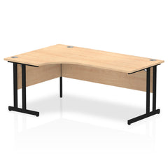 Dynamic Impulse W1800 x D1200/800 x H730mm Left Hand Crescent Desk With Cable Management Ports Cantilever Leg Maple Finish Black Frame - MI003242 DD