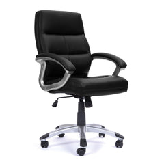 Nautilus Designs Greenwich High Back Leather Effect Executive Office Chair With Contoured Design Backrest and Fixed Arms Black - BCP/T101/BK DD
