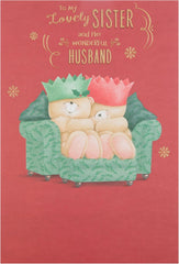 Christmas Greeting Card for Sister and Husband with Festive Seasonal Design and Heartfelt Wishes