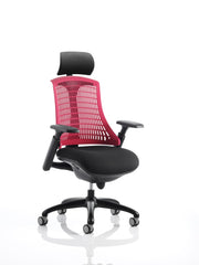 Flex Chair Black Frame With Red Back With Headrest KC0105 DD