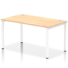 Impulse Single Row Bench Desk W1400 x D800 x H730mm Maple Finish White Frame - IB00264 DD