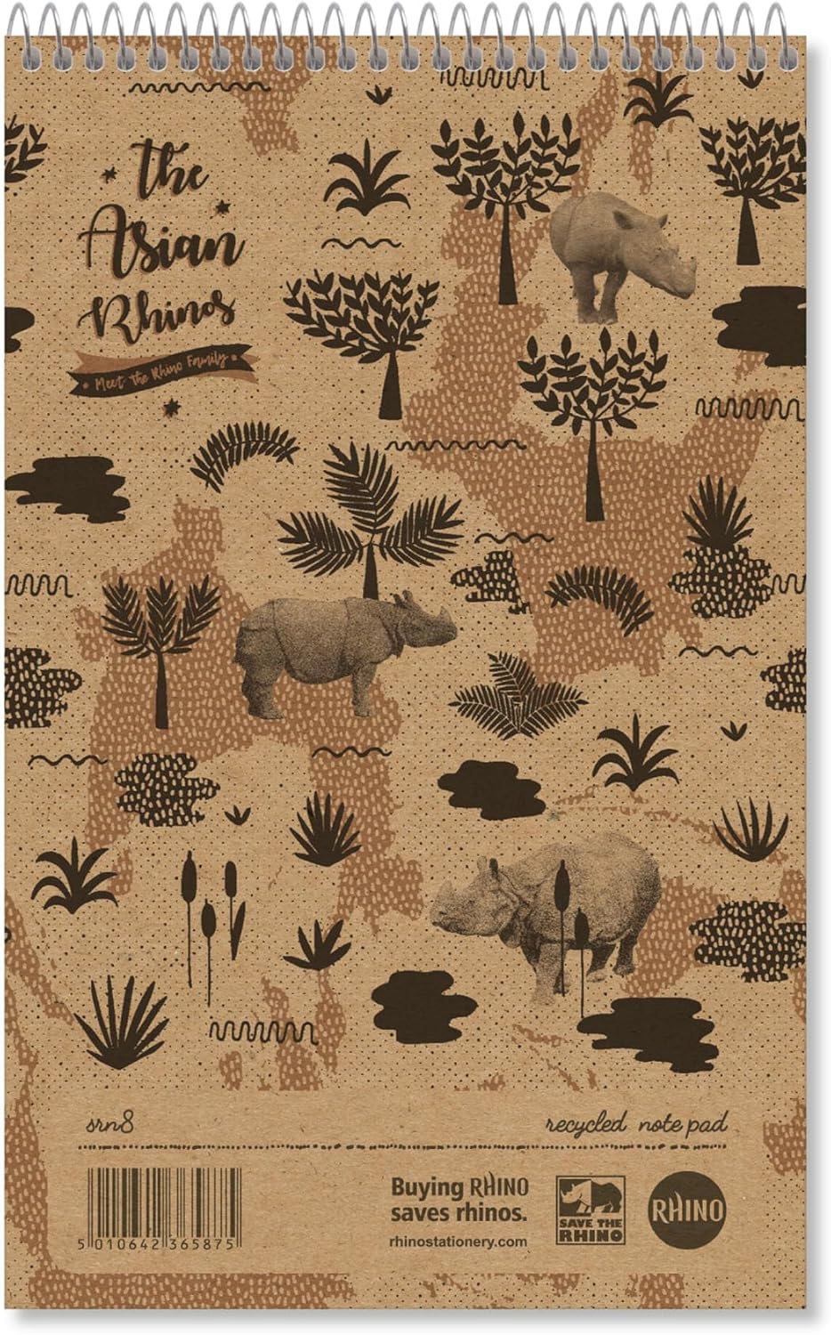 Rhino 8x5-inch recycled lined reporter’s shorthand notebook with 80 leaves and 8mm ruled lines for note-taking and writing.