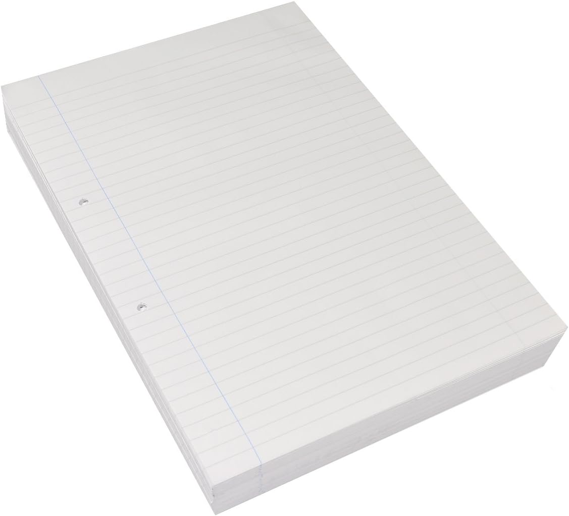Rhino A4 punched exercise paper with 8mm lined margins, 500 sheets of lined stationery for writing and note-taking.